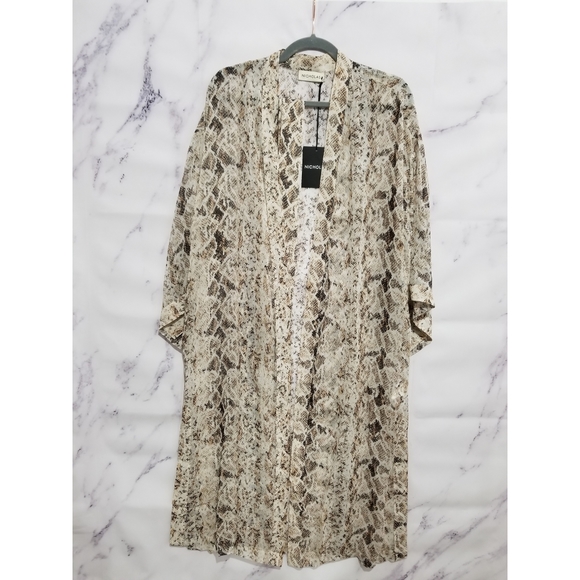 NICHOLAS Animal Print 100% Silk Kimono Duster, OS - Picture 7 of 15